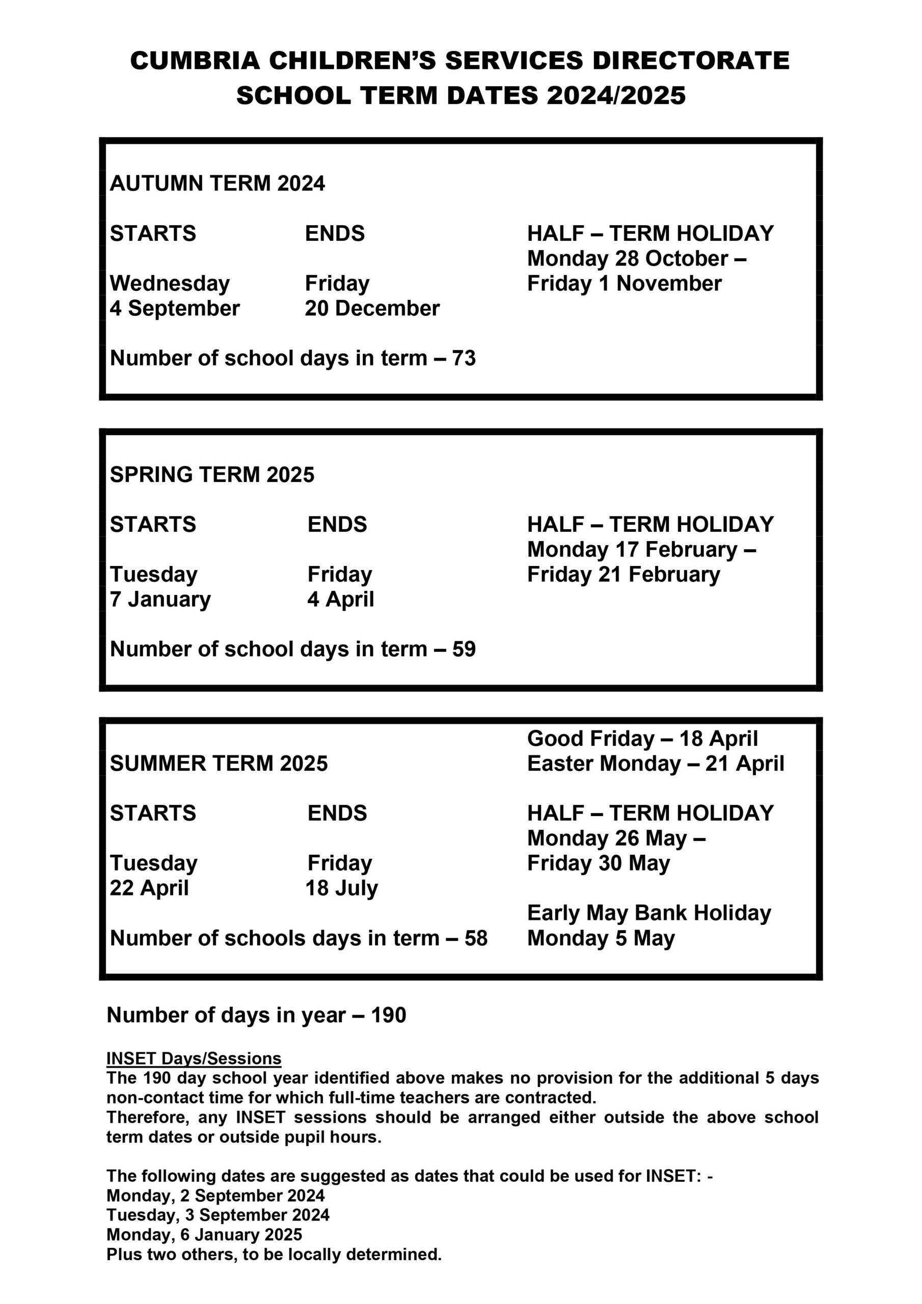 School Term Dates Solway Community School